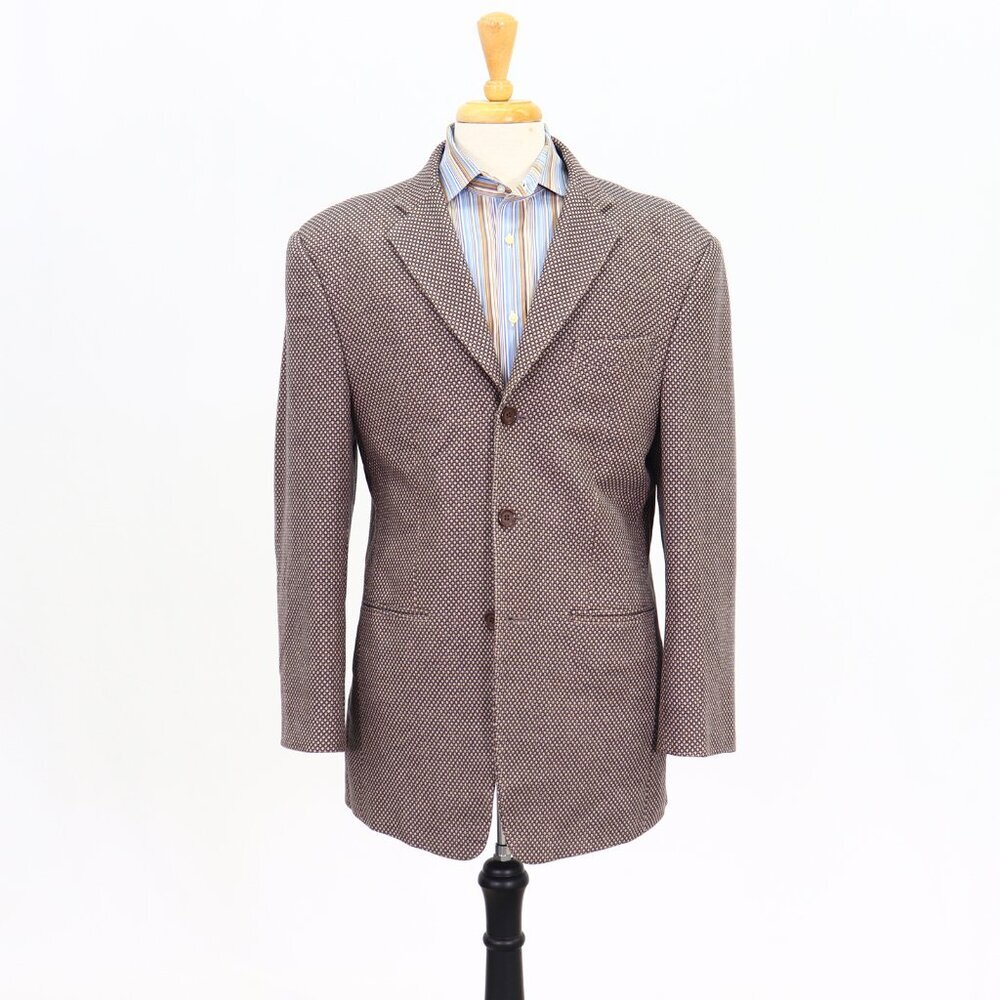 Bespoke 40R Brown Wool 3-Button Birdseye Sport Coat Blazer Jacket P047